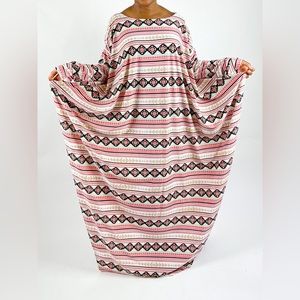 Multicolor Aztec Boho Print Maxi Kaftan Dress